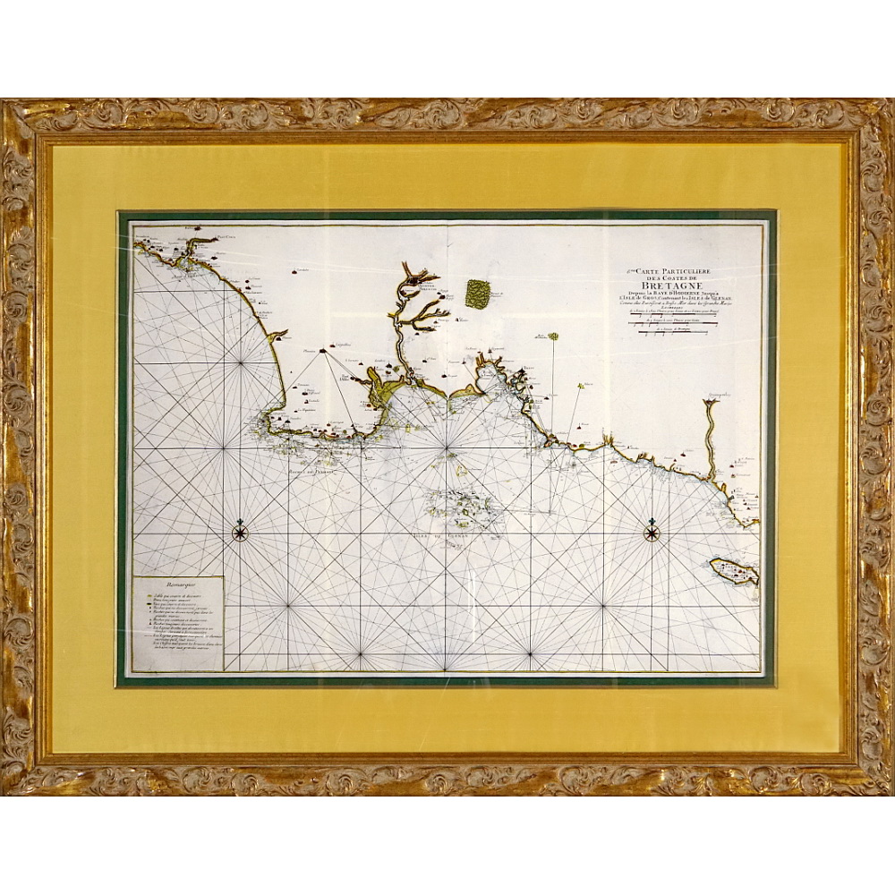TRÈS GRANDE CARTE MARINE  CARTE PARTICULIÈRE DES COSTES DE BRETAGNE DEPUIS LA BAYE D'AUDIERNE JUSQU’À L'ISLE DE GROIX - Ep. XVIIIe