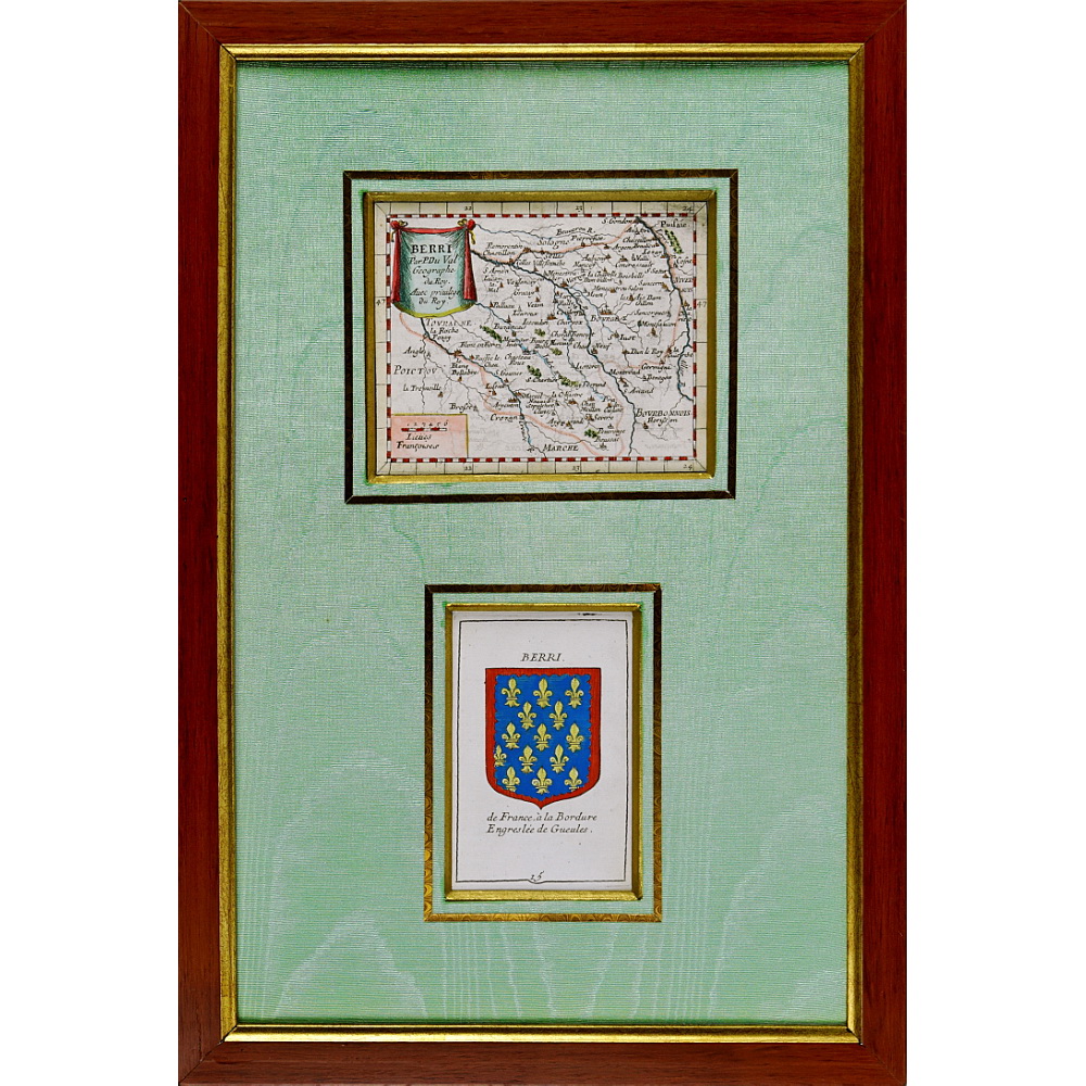 RARE CARTE du "BERRI" (BERRY) et son BLASON - Ep. MILIEU XVIIe