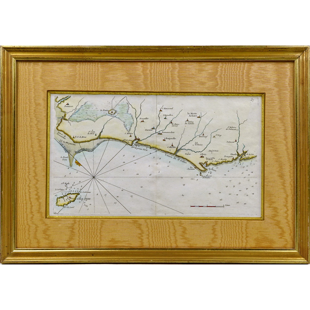 RARE CARTE MARINE - N°27 - BEAUVOIR - L'ISLE DIEU - SAINT HILAIRE - LES SABLES D'OLONNE - SAINT NICOLAS - Ep. XVIIIe (1757)