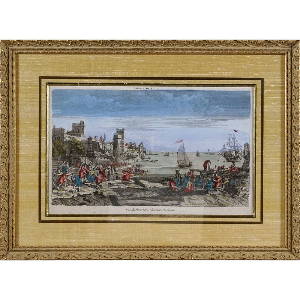 VUE D'OPTIQUE du HAVRE - VUE DU PORT ET DES CHANTIER DU HAVRE - Ep. XVIIIe