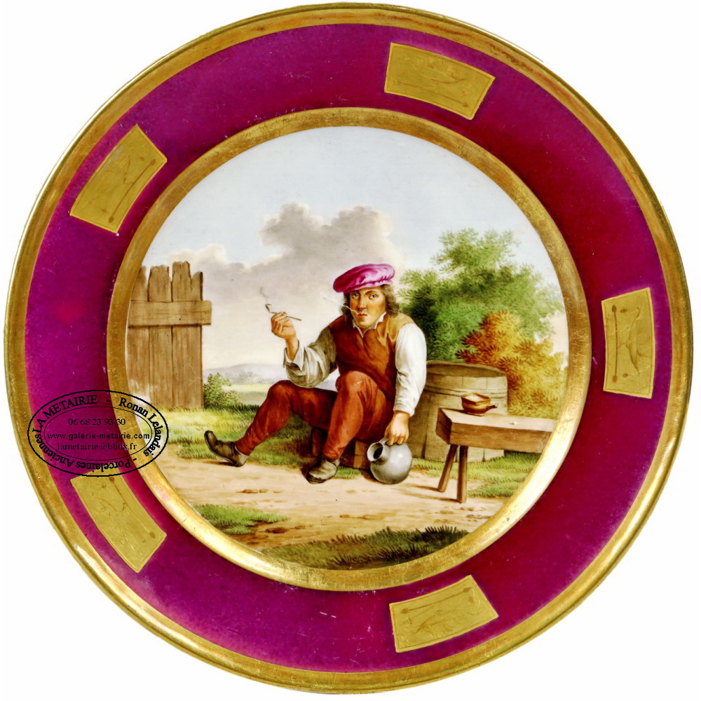 ASSIETTE en porcelaine de PARIS d'après TENIER - Ep. CONSULAT