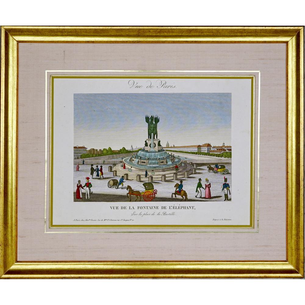 PARIS - VUE DE LA FONTAINE DE L’ÉLÉPHANT - SUR LA PLACE DE LA BASTILLE - Ep. XIXe (CIRCA 1830)