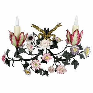 APPLIQUE MURALE du XIXe siècle, enrichie de fleurs en porcelaine de Didier GARDILLOU