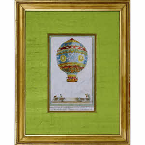 RARE gravure au BALLON à AIR CHAUD - MONGOLFIERE - Ep. XVIIIe
