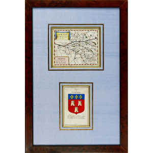 RARE CARTE de la TOURAINE et son BLASON - Ep. MILIEU XVIIe