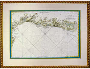 RARE CARTE MARINE - des COTES de FRANCE du CALVADOS - CARTE MARINE DEPUIS LE HAVRE de GRACE JUSQU'A ISIGNY