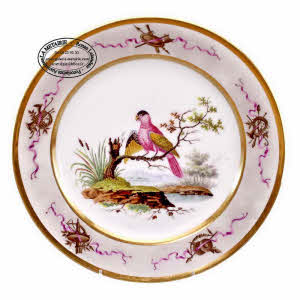 PARIS - ATTRIBUÉE à l'Atelier de HALLEY- ASSIETTE à décor d'oiseaux - Ep. EMPIRE