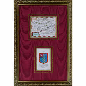 RARE CARTE du MAINE (ANJOU TOURAINE) et son BLASON - Ep. MILIEU XVIIe