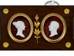 SÈVRES - Manufacture Impériale - Paire de buste en biscuit représentant  NAPOLÉON et MARIE-LOUISE - Ep. EMPIRE