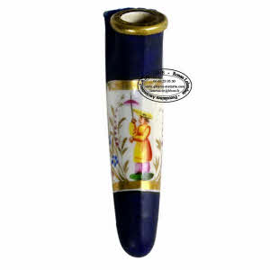 FRANCE - Manufacture indéterminée - RARE PIPE EN PORCELAINE - décor au "Chinois" - Ep. XIXe