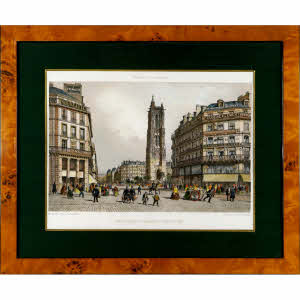Lithographie - LA TOUR SAINT JACQUES LA BOUCHERIE ET RUE DE RIVOLI - PARIS DANS SA SPLENDEUR- Ep. MILIEU XIXe