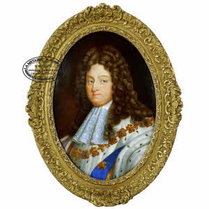 RARE PLAQUE en porcelaine représentant LOUIS XIV
