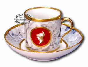 PARIS - TASSE et sa SOUCOUPE à décor marbré - Ep. CONSULAT