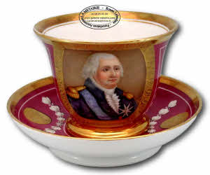 PARIS - RARE et GRANDE TASSE et sa SOUCOUPE représentant le ROI LOUIS XVIII - Ep. DÉBUT XIXe