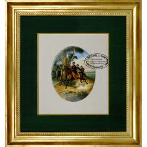 FRANCE - Manufacture INDÉTERMINÉE - PLAQUE en porcelaine représentant l'EMPEREUR NAPOLÉON III A CHEVAL - Ep. NAPOLÉON III