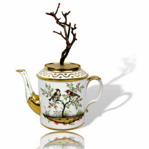 THEIRE en porcelaine d’ORLEANS – Manufacture de Benoît Lebrun - Ep FIN XVIIIe et son couvercle contemporain par Isabelle FUSTINONI