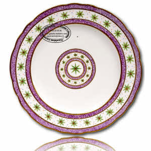 SEVRES - ASSIETTE "Service ZONES PORPHYRES ROSETTE ÉTRUSQUES"  - Ep. FIN XVIIIe