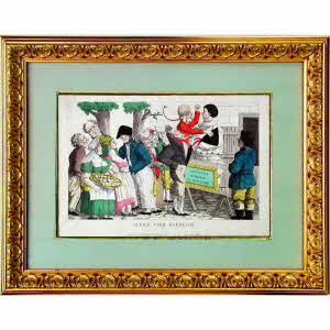 RARE et GRANDE GRAVURE - ALLEZ VOIR BOBÈCHE - SPECTACLE DU MONDE EN MINIATURE