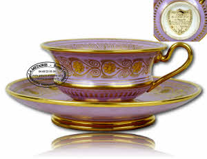FONTAINEBLEAU - Manufacture de BARUCH-WEIL - RARE TASSE à THE et sa SOUCOUPE - Ep. DEBUT XIXe