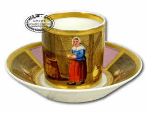 FRANCE - Manufacture INDÉTERMINÉE - Attribuée à PARIS - TASSE et sa SOUCOUPE - Ep. DÉBUT XIXe